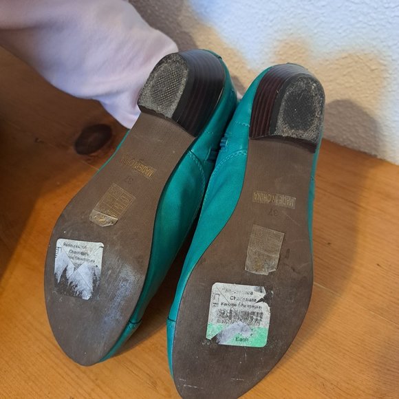 Teal Green Chelsea Crew Heeled Lace Up Ankle Booties With Zip - Picture 2 of 9